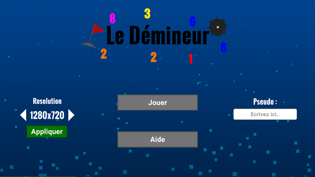 Le Démineur : Menu